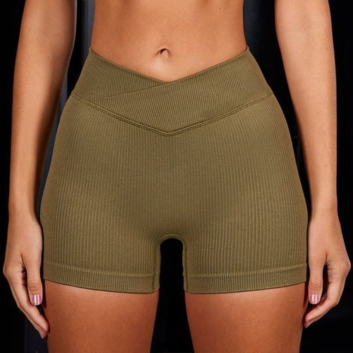BREEHER V Waist Ribbed Hip Lifting Shorts
