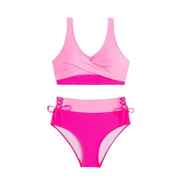 Colorful Color-Block Bikini Swimsuit