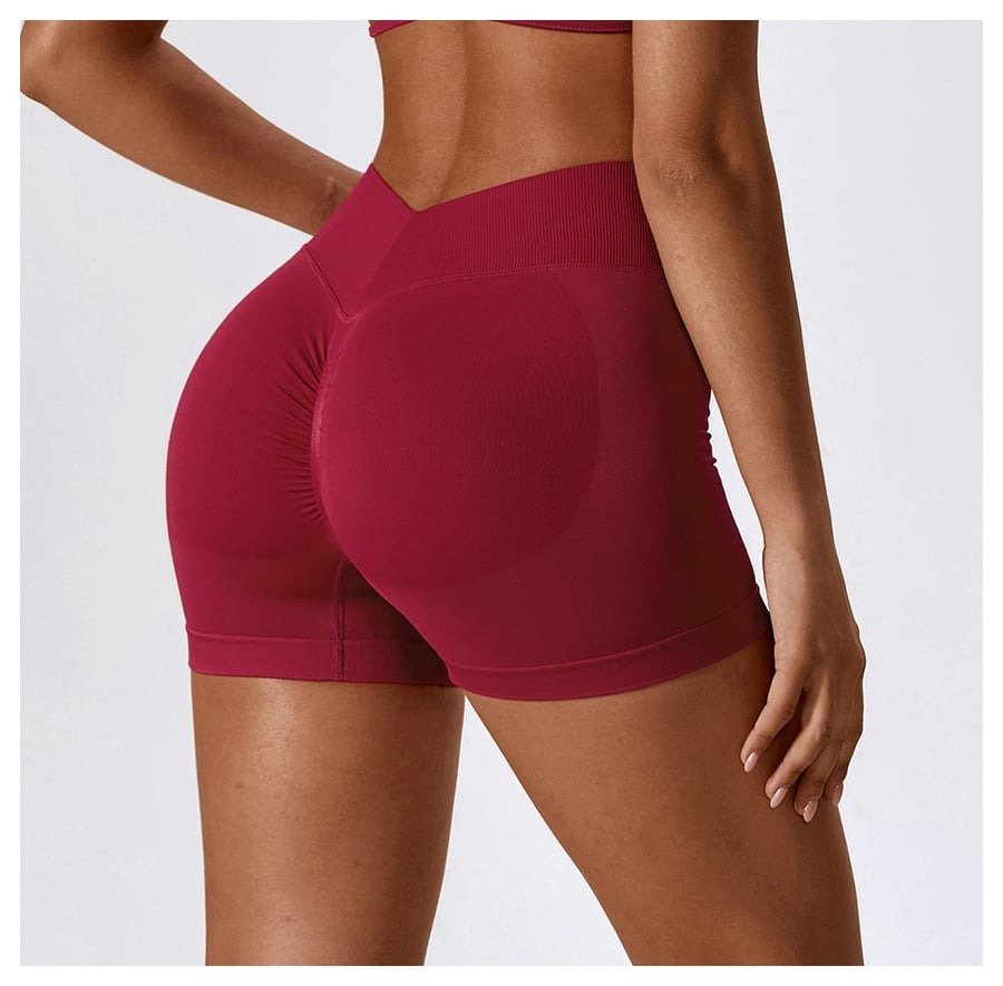 BREEHER V Waist Ruched Hip Lifting Quick Drying Shorts