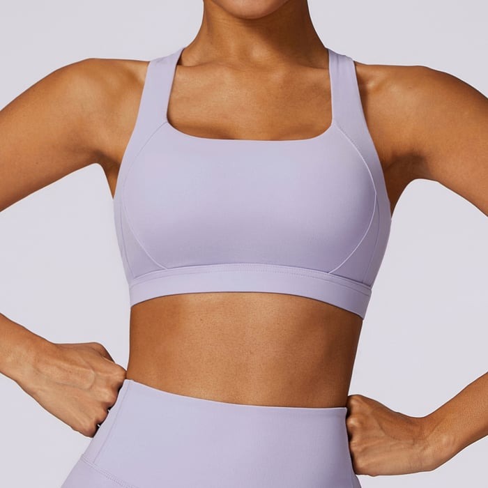 BREEHER Cross Straps Back Patchwore Vest Sports Bras