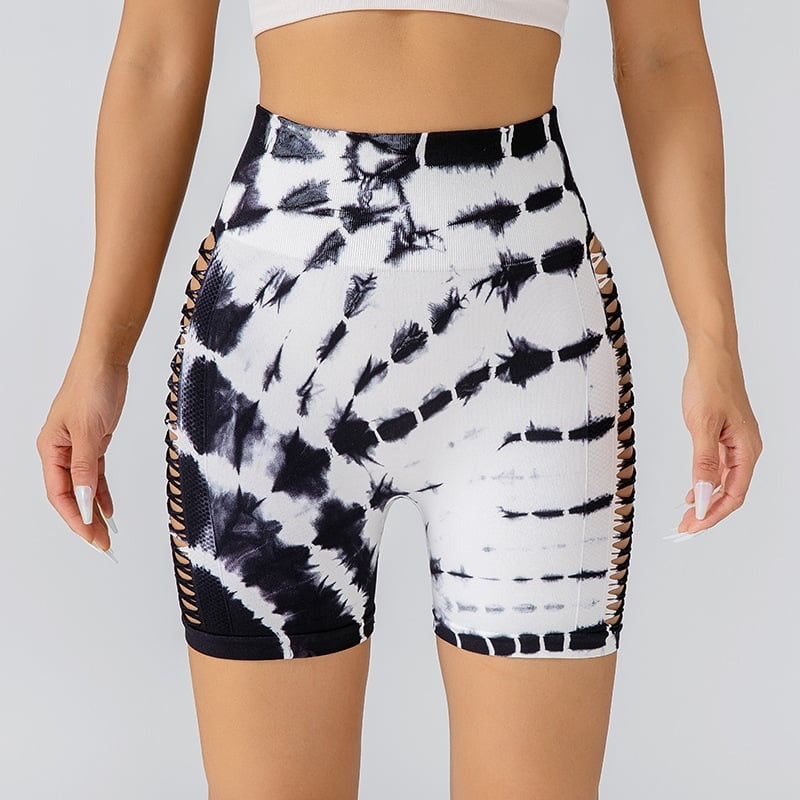 Hollow Gradient Color Hip-Lifting Yoga Shorts