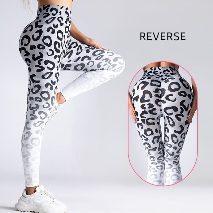 Gradient Leopard Printed Hip-Lifting Yoga Leggings