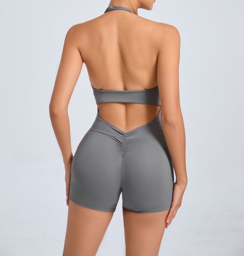 Adjustable Halter Backless Side Pocket Yoga Jumpsuit