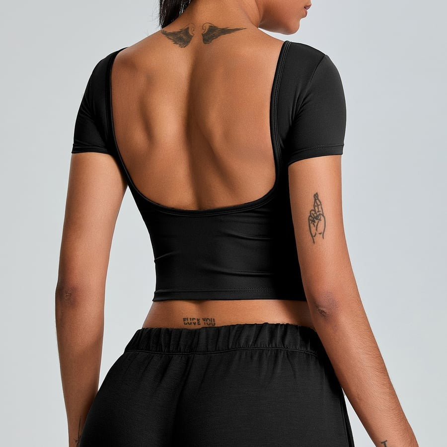 Sexy Backless Short-sleeved Yoga Sports Tops