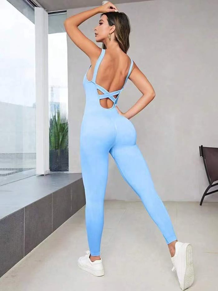 Sexy Cross Backless Hip-lifting Yoga Jumpsuit