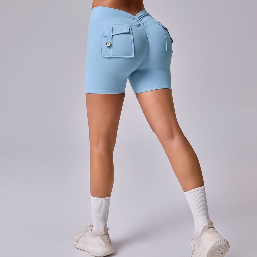 Back V Cargo Pocket Hip-lifting Peach Hip Fitness Yoga Shorts