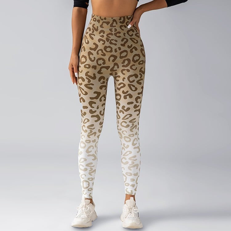 BREEHER Leopard Gradient High Waist Elasticity Quick Drying Leggings