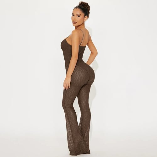 Sexy Lace Suspender Backless Mesh Jumpsuit