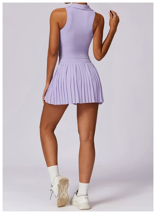 BREEHER Lapel vest Ruched Skirt Two Piece Set Sports Suits