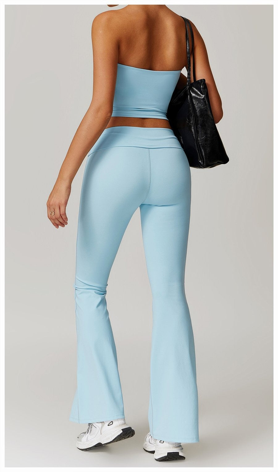 BREEHER Folded Waist Seamless Quick Drying Hip Lifting Leggings