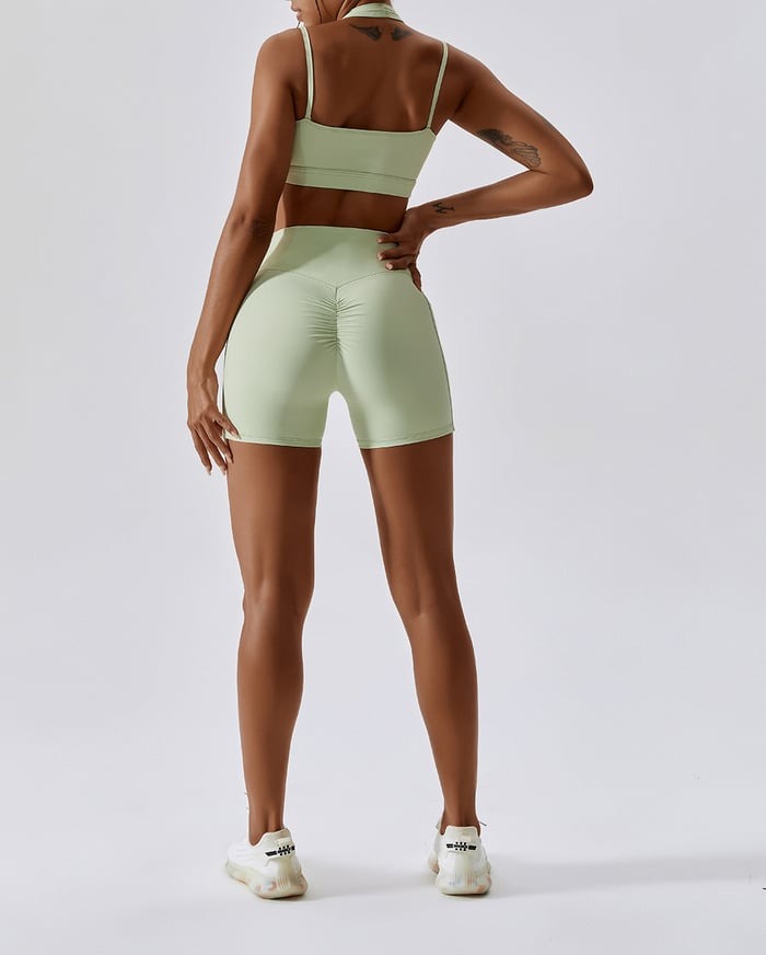 BREEHER V Waist Halter Vest Butt Lift Two Piece Set Sports Suits