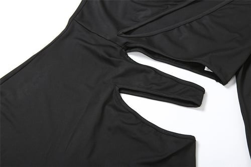 Sexy Solid Color Cut-out Hollow Halter Neck One-sleeve Jumpsuit