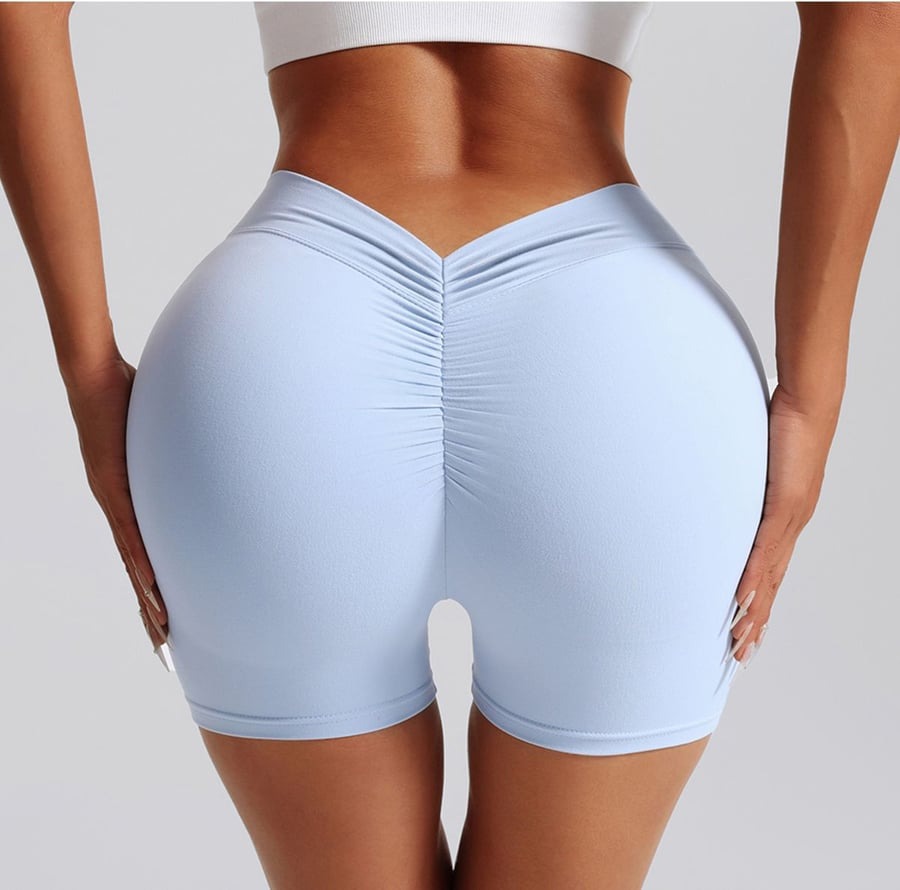 Back V High Waist Hip Lifting Yoga Shorts