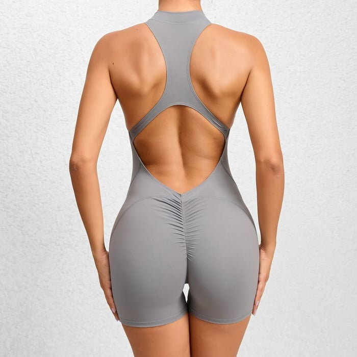 BREEHER Women's Zipper Sports Quick-drying Fitness Jumpsuit