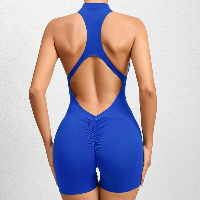 BREEHER Women's Zipper Sports Quick-drying Fitness Jumpsuit