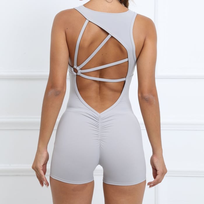BREEHER Women's Backless Sports Yoga Quick dry Fitness Jumpsuit