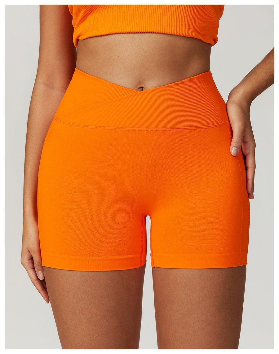 BREEHER Crossed Waist Shape High Waisted Hip Lifting Shorts