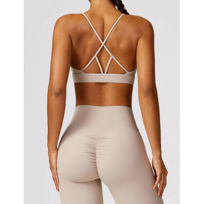 BREEHER U Neck Cross Straps Quick Drying Sports Bras