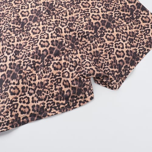 Sexy Deep V Leopard Print Lace Halter Jumpsuit