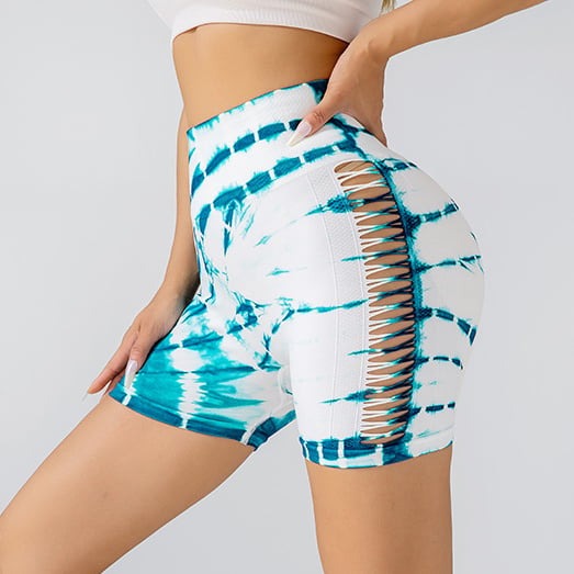 Hollow Gradient Color Hip-Lifting Yoga Shorts