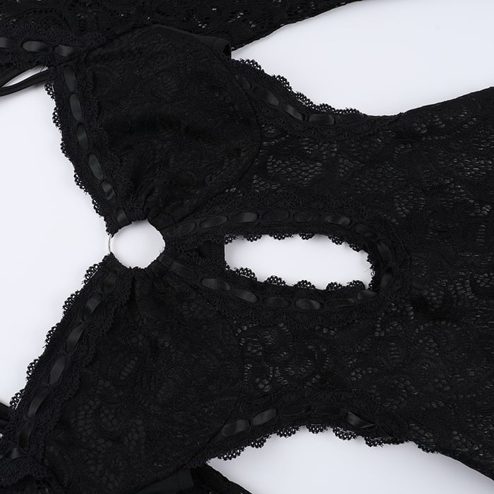 Sexy Lace Hollow Halterneck Jumpsuit
