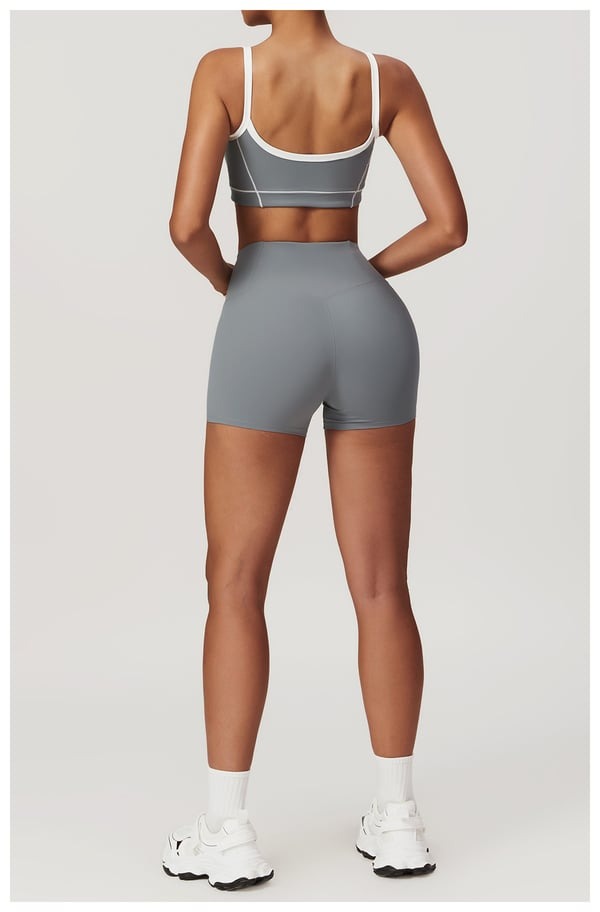 BREEHER Contrasting Color Lines Vest Shorts Two Piece Set Sports Suits