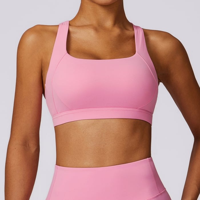 BREEHER Cross Straps Back Patchwore Vest Sports Bras
