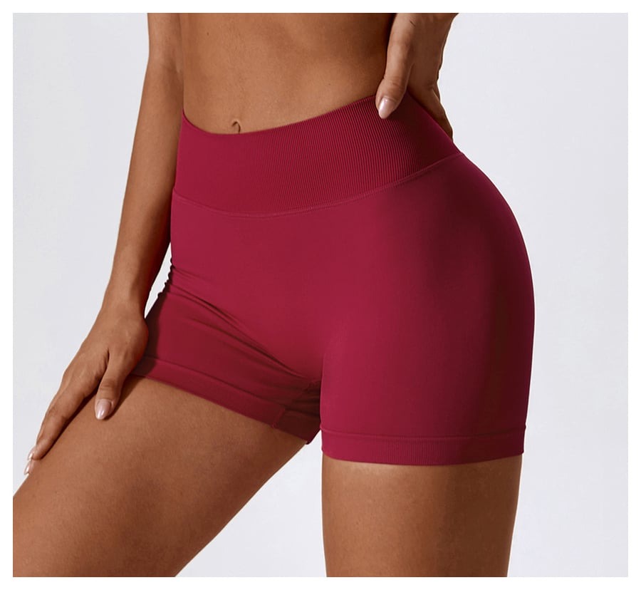 BREEHER V Waist Ruched Hip Lifting Quick Drying Shorts