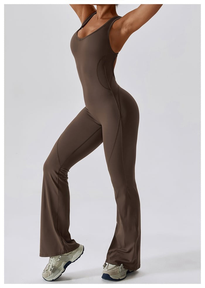 BREEHER Backless Flared Pants Quack Drying Highly Elastic Jumpsuits