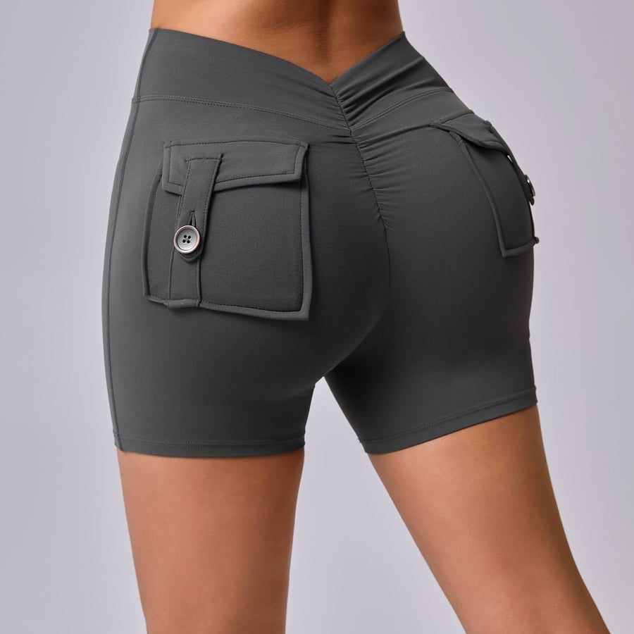 Back V Cargo Pocket Hip-lifting Peach Hip Fitness Yoga Shorts