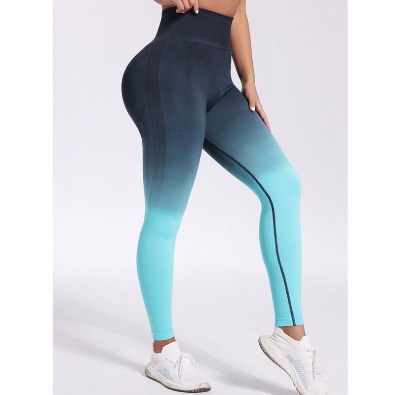 BREEHER High Waist Gradient Print Yoga Pant Leggings