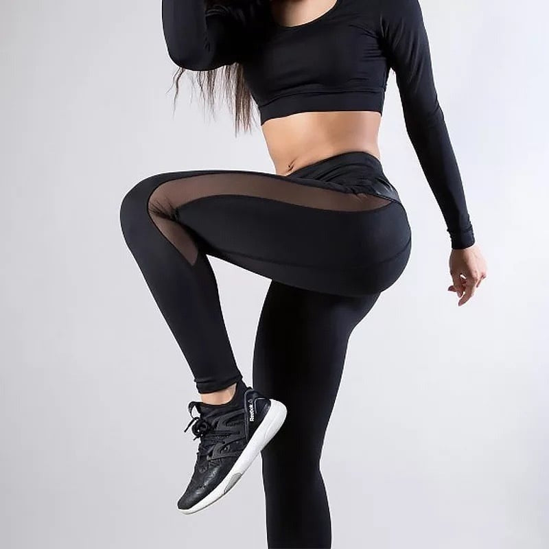 Sexy Mesh Splice Hip-lifting Yoga Leggings