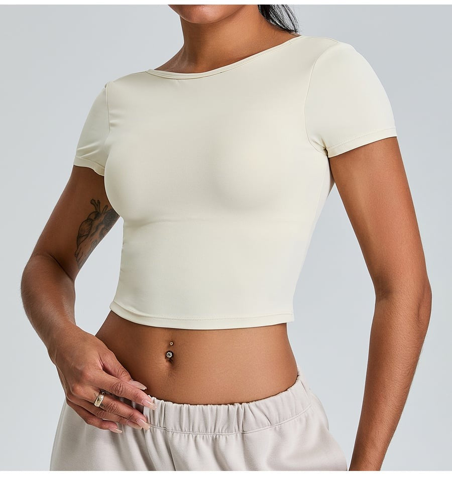 Sexy Backless Short-sleeved Yoga Sports Tops