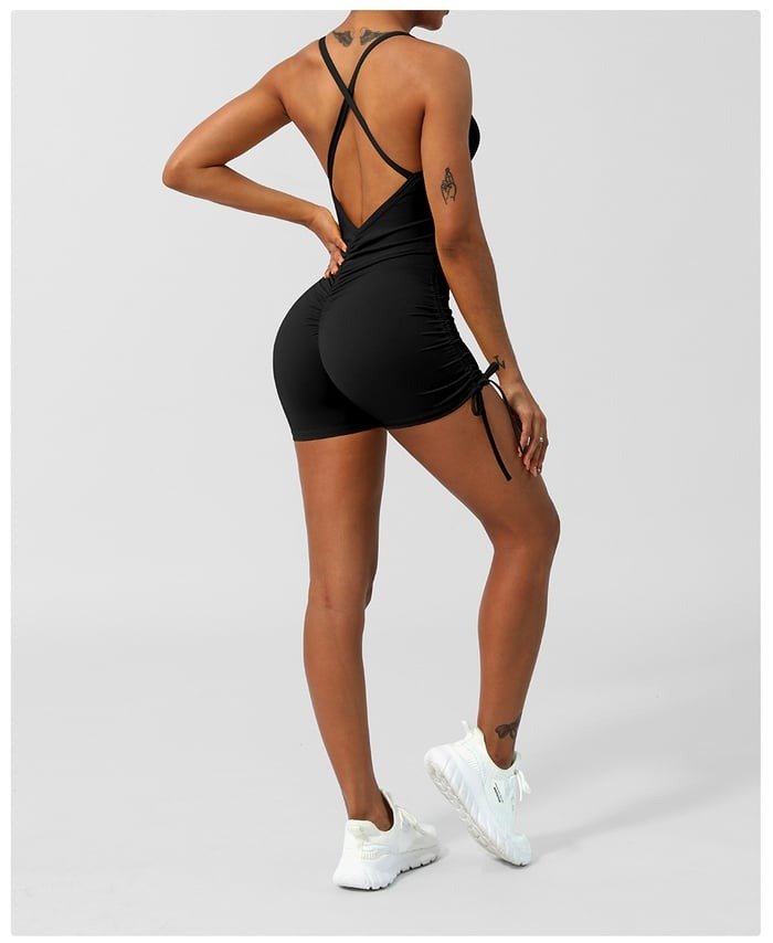 Cross-Back Seamless Sports Peach Hip One-piece Yoga Jumpsuit