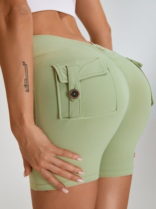 Back V Cargo Pocket Hip-lifting Peach Hip Fitness Yoga Shorts