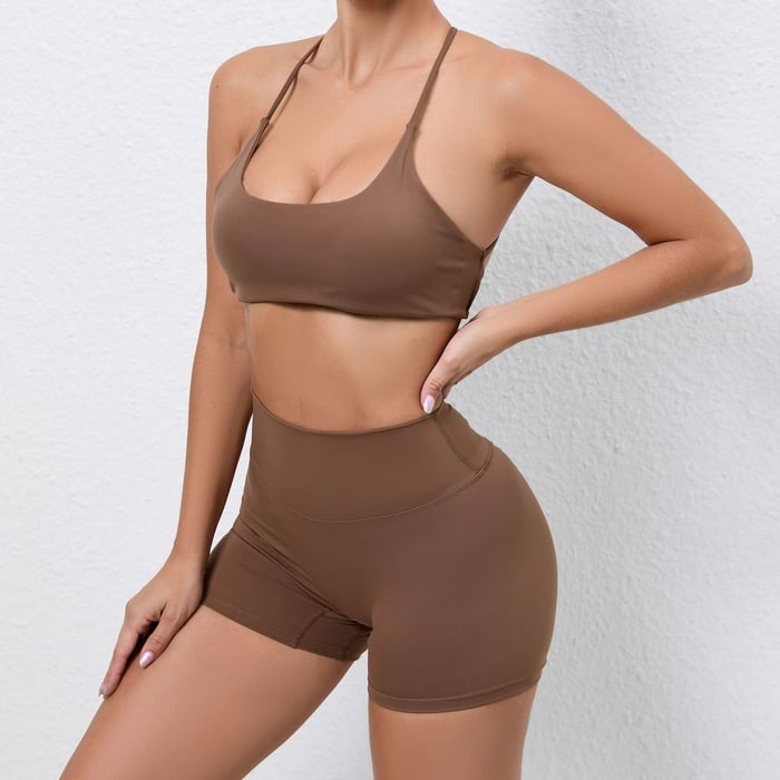 BREEHER Backless Shorts Two Piece Set Sports Suits