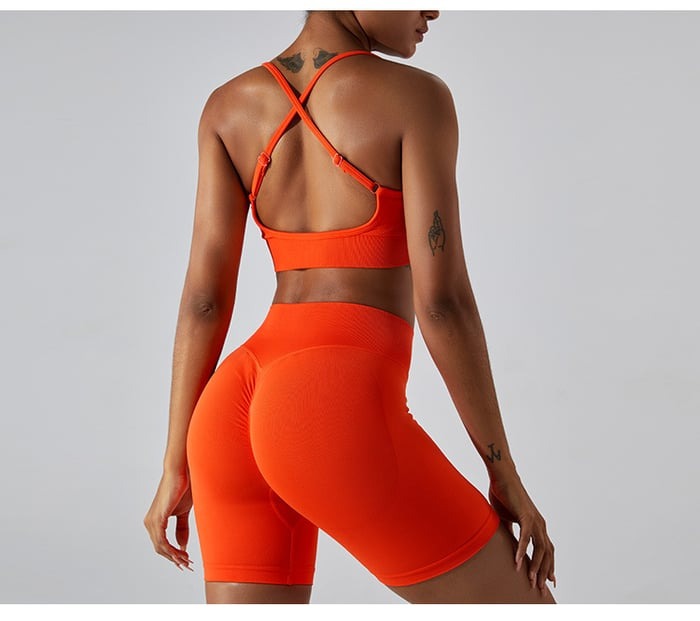 Sexy Backless Hollow Cross Strap Yoga Top With Chest Pads