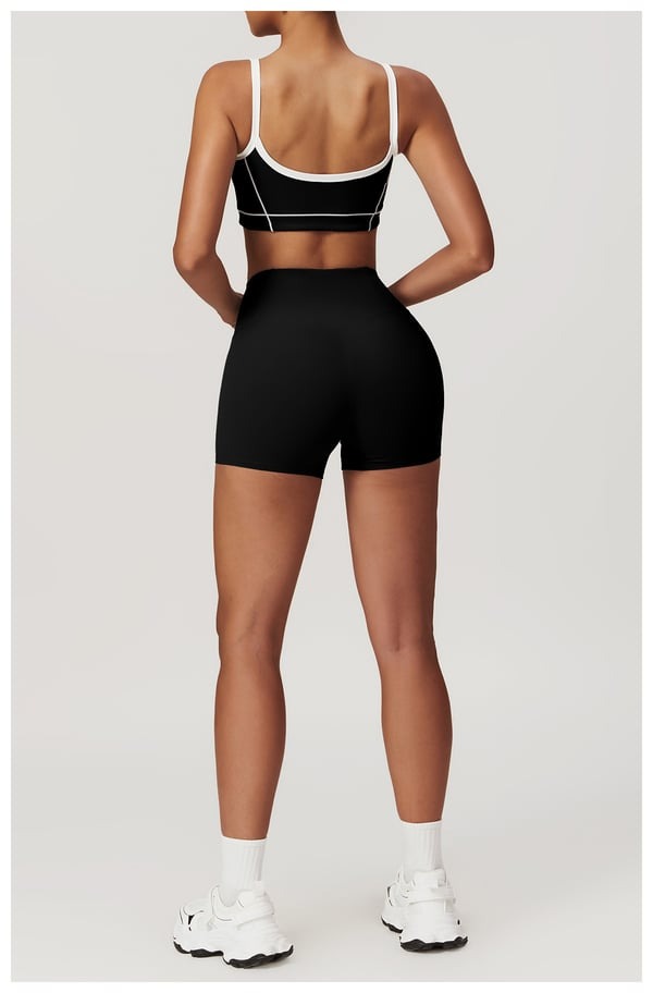 BREEHER Contrasting Color Lines Vest Shorts Two Piece Set Sports Suits