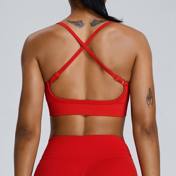 Sexy Backless Hollow Cross Strap Yoga Top With Chest Pads