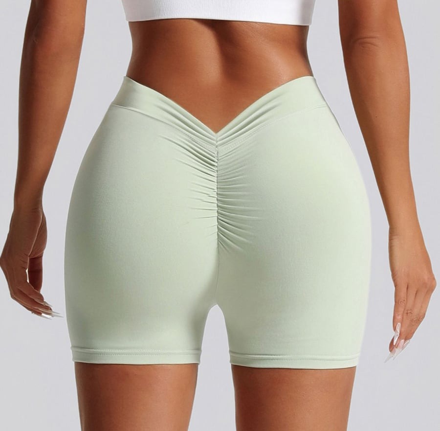 Back V High Waist Hip Lifting Yoga Shorts