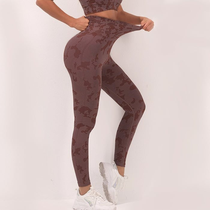 BREEHER Camouflage Pattern Vest Leggings Two Piece Set Sports Suits