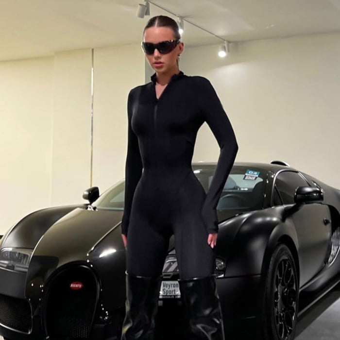 Zipper Long Sleeves Sexy Tight Jumpsuit