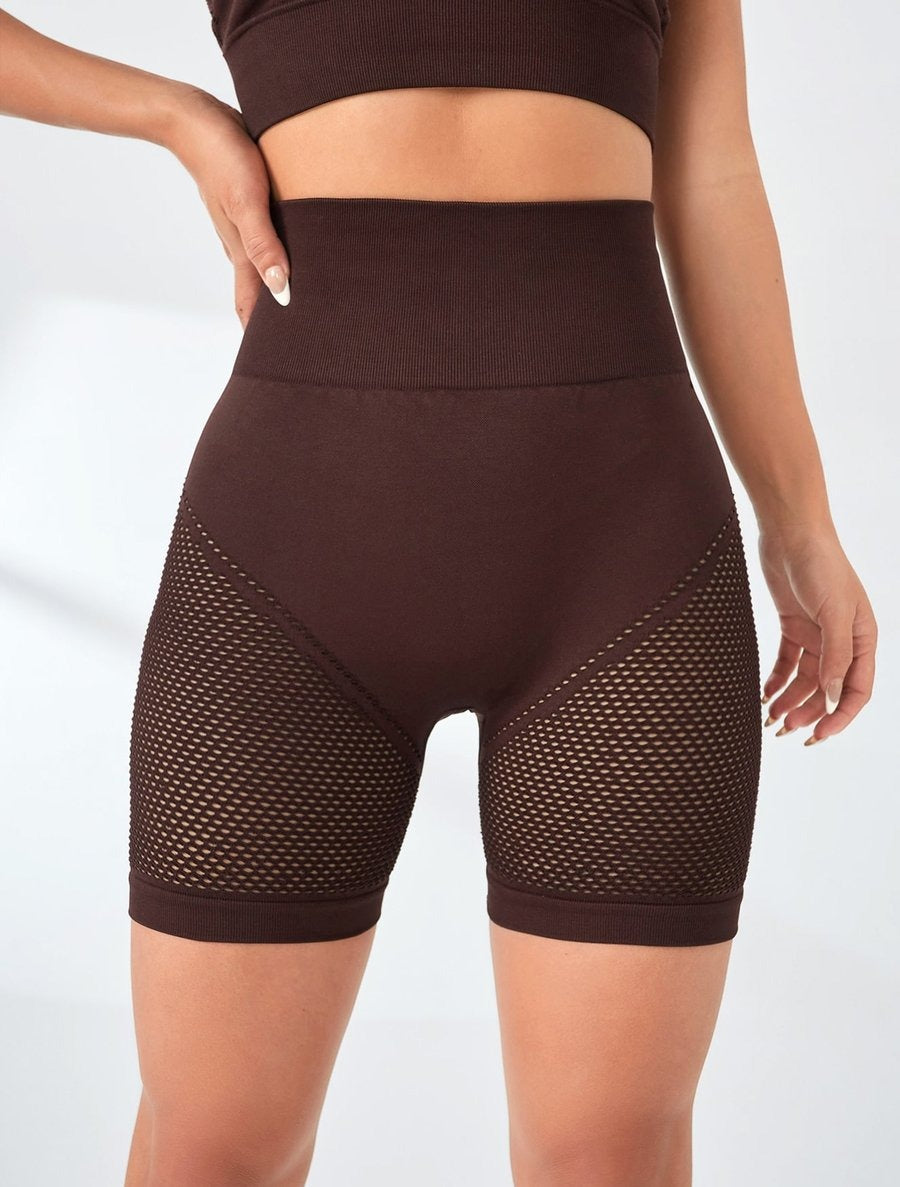 Hollow Seamless Peach Hip-Lifting Yoga Shorts