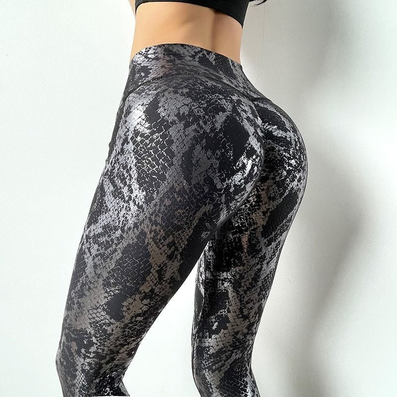 BREEHER Snake Pattern Printed Butt Lifting Leggings