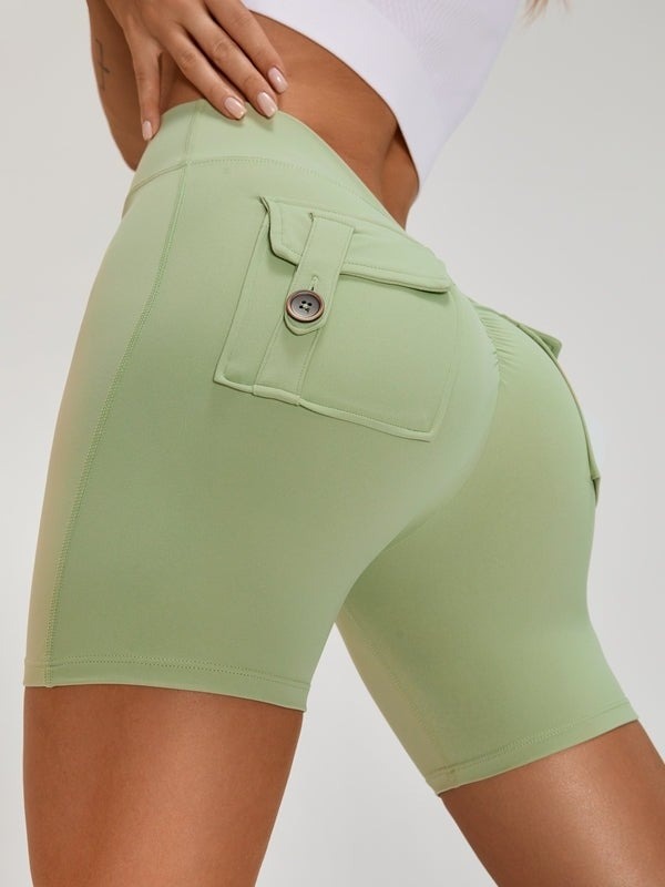 Back V Cargo Pocket Hip-lifting Peach Hip Fitness Yoga Shorts