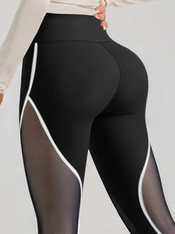 Female Super Sexy Mesh Contrasting Colors Hip-lift Leggings