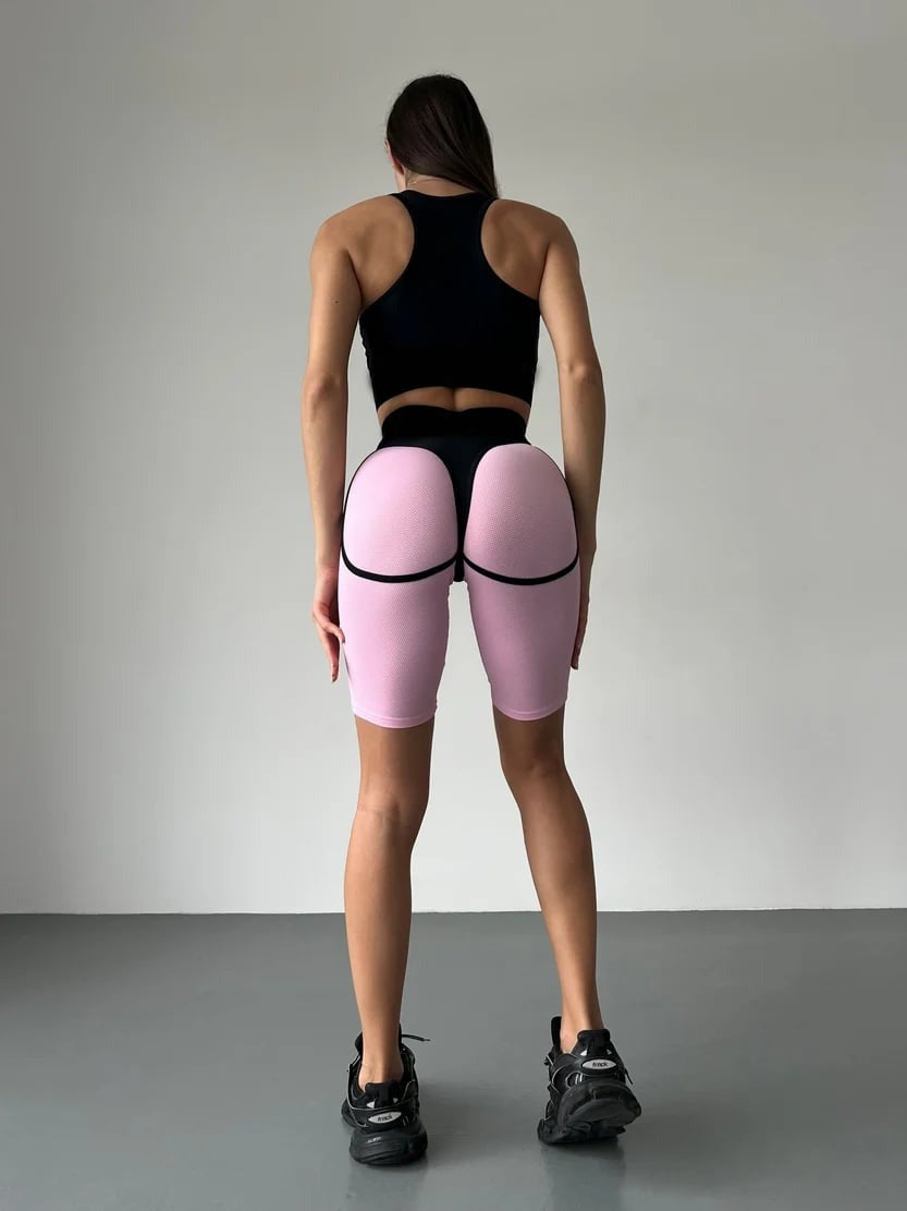 Super Nuts "Flamingo Relief" Stitching Hip Lifting Yoga Cycling Shorts