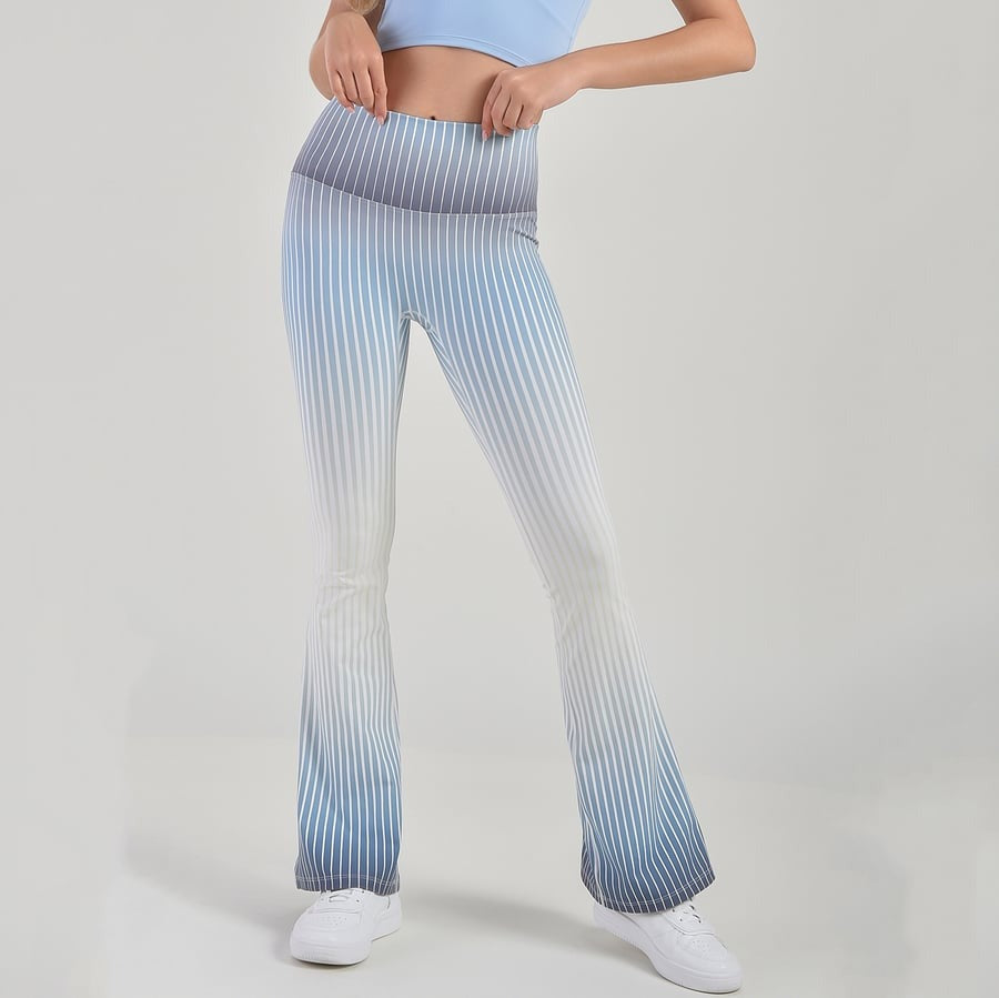 Striped Gradient Flared High Waist Yoga Leggings