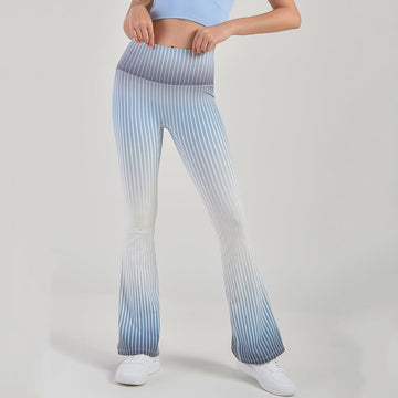 Striped Gradient Flared High Waist Yoga Leggings