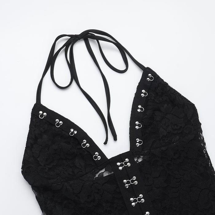 Sexy Lace Hollow Halterneck Hip Lift Flares Jumpsuit